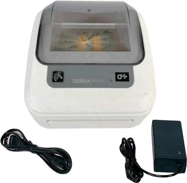 Main image of Ze bra GK420d Direct Thermal Bar code Printer USB Ethernet GK4H-202210-000 White, Bundle with AC Adapter