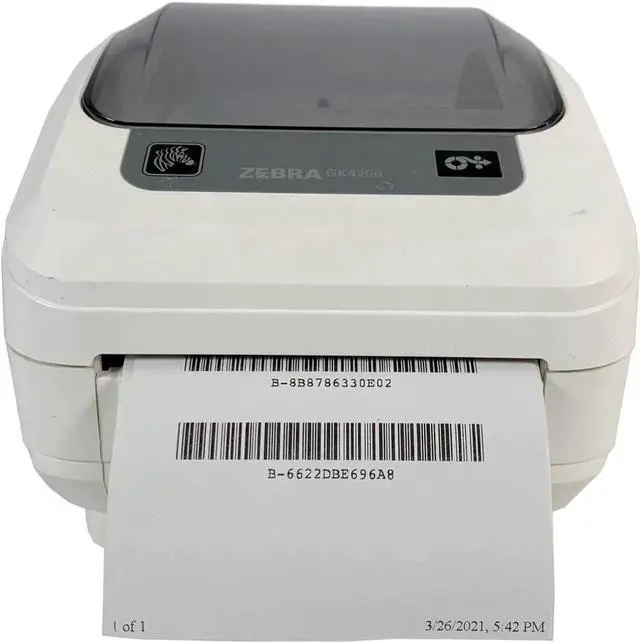 Alt view image 5 of 7 - Ze bra GK420d Direct Thermal Bar code Printer USB Ethernet GK4H-202210-000 White, Bundle with AC Adapter