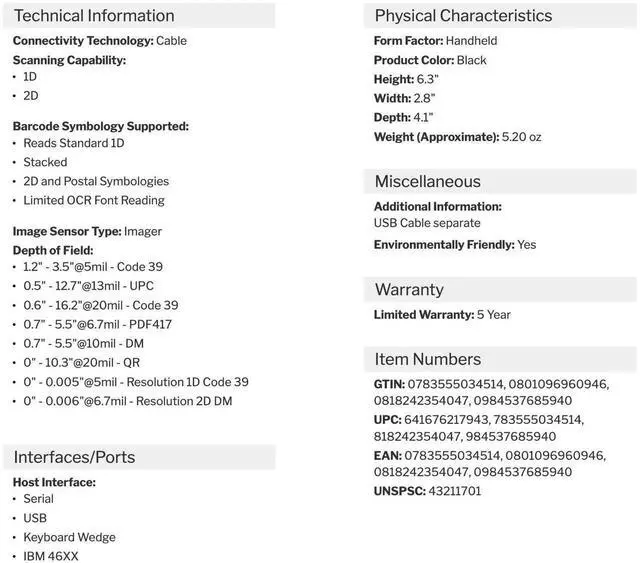 Alt view image 2 of 4 - Honey,well 1900GSR-2USB Usb Handheld Bar,code Scan,ner