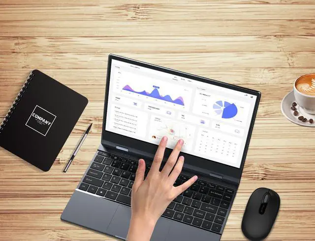 Alt view image 3 of 7 - 1080P HDMI Portable Monitor 13.3'' 10 Points IPS TouchScreen Panel Backlit Keyboard With Battery USB-C Metallic 360° Rotation