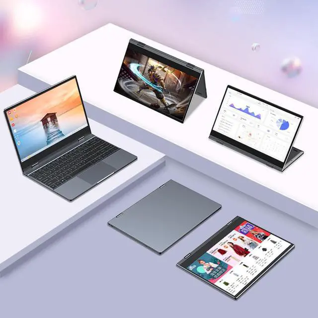 Alt view image 2 of 7 - 1080P HDMI Portable Monitor 13.3'' 10 Points IPS TouchScreen Panel Backlit Keyboard With Battery USB-C Metallic 360° Rotation