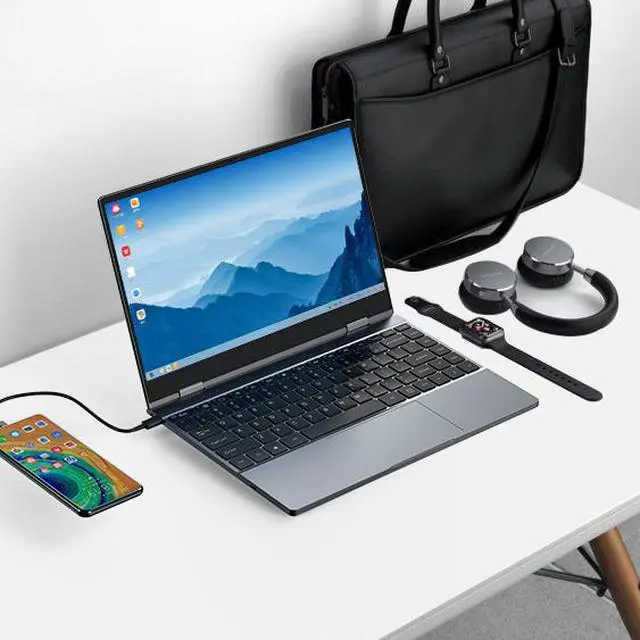 Alt view image 4 of 7 - 1080P HDMI Portable Monitor 13.3'' 10 Points IPS TouchScreen Panel Backlit Keyboard With Battery USB-C Metallic 360° Rotation