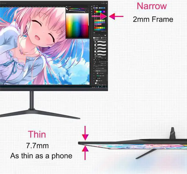 Alt view image 7 of 7 - FYHXele 27Inch 2K Monitor 75Hz QHD Gaming Monitor Computer Support 1K 100Hz IPS Panel DC Flicker-Free Eye Protect HDMI USB DP Type-C