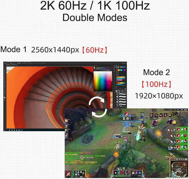 Alt view image 5 of 7 - FYHXele 27Inch 2K Monitor 75Hz QHD Gaming Monitor Computer Support 1K 100Hz IPS Panel DC Flicker-Free Eye Protect HDMI USB DP Type-C