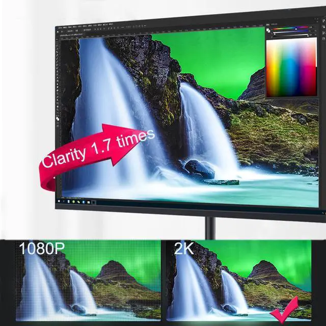 Alt view image 4 of 7 - FYHXele 27Inch 2K Monitor 75Hz QHD Gaming Monitor Computer Support 1K 100Hz IPS Panel DC Flicker-Free Eye Protect HDMI USB DP Type-C