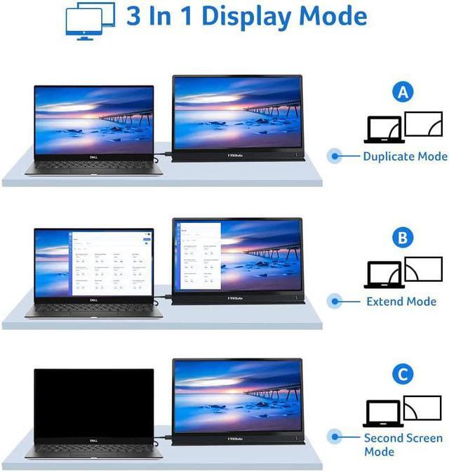 Alt view image 3 of 7 - Portable Monitor Travel Screen Second 15.6 Inch FHD 1080P IPS External Monitor for Laptop with Dual Type-C Mini HDMI with Smart Cover & Dual Speakers, Plug & Play for PC Phone