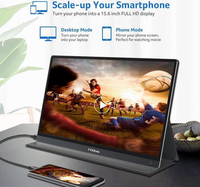 Alt view image 6 of 7 - Portable Monitor Travel Screen Second 15.6 Inch FHD 1080P IPS External Monitor for Laptop with Dual Type-C Mini HDMI with Smart Cover & Dual Speakers, Plug & Play for PC Phone