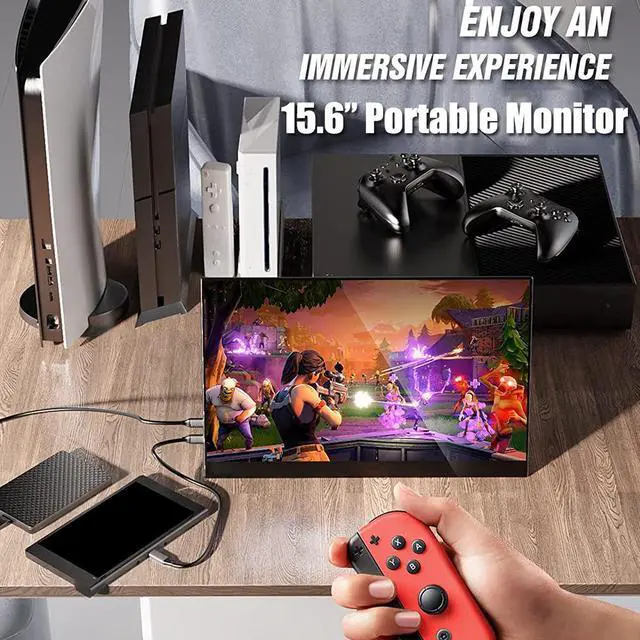 Alt view image 5 of 7 - FYHXELE 15.6 Inch Portable Monitor 1080P HDR IPS Panel USBC HDMI Ultra-light External Second Monitor Stand Built-in Speaker for PS4 PC