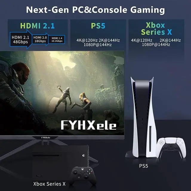 Alt view image 2 of 7 - FYHXELE 28inch PC Monitor 4K UHD 144Hz IPS Panel LCD Display Flicker Free Low Blue Light Eye Protect G-Sync HDR Speaker HDMI 2.1 for PS5