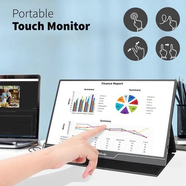 Alt view image 5 of 7 - FYHXELE 15.6inch Portable Monitor Touchscreen 1080P HDR IPS Panel Game Monitor USBC HDMI-compatibe for Smartphone Laptop Switch PS4 XBOX