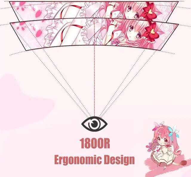 Alt view image 4 of 6 - 27inch 165hz 1800R Curved Monitor 144hz Computer Gaming Monitor Pink Girl Gamer Desktop Display Screen 1ms with Cat Ear Design Pink Monitor Cover