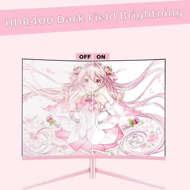 Alt view image 6 of 7 - FYHXELE 27inch 2K 165Hz Curved Pink Monitor 1800R VA Screen 1ms AMD FreeSync Support 144Hz Computer Gaming Monitors Gift For Girls