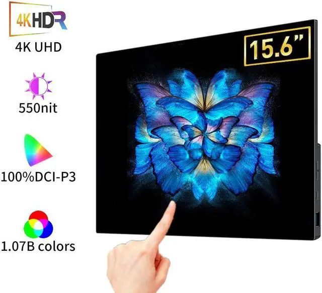 Main image of 15.6inch 4K OLED portable monitor 10-points touchscreen UHD HDR400 550nits IPS monitor for laptops with type C