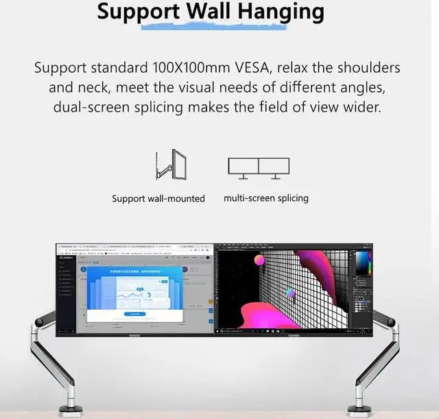 Alt view image 4 of 6 - FYHXELE 24 Inch 2K Monitor 75Hz Desktop PC IPS Panel 100%sRGB 8bit Hi-FRC 2560*1440 VESA 100*100 HDMI/DP Professional Color Display