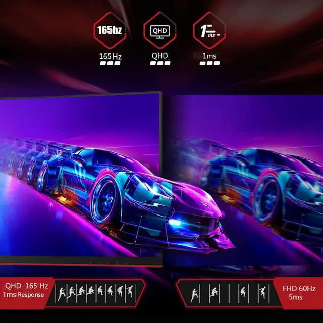 Alt view image 3 of 7 - FYHXELE 27" IPS Monitor QHD 1440P 165Hz Gaming Monitors 1ms Free-sync LCD Display HDR400 95%DCI-P3 Support HDMI DP With Adjustable Stand