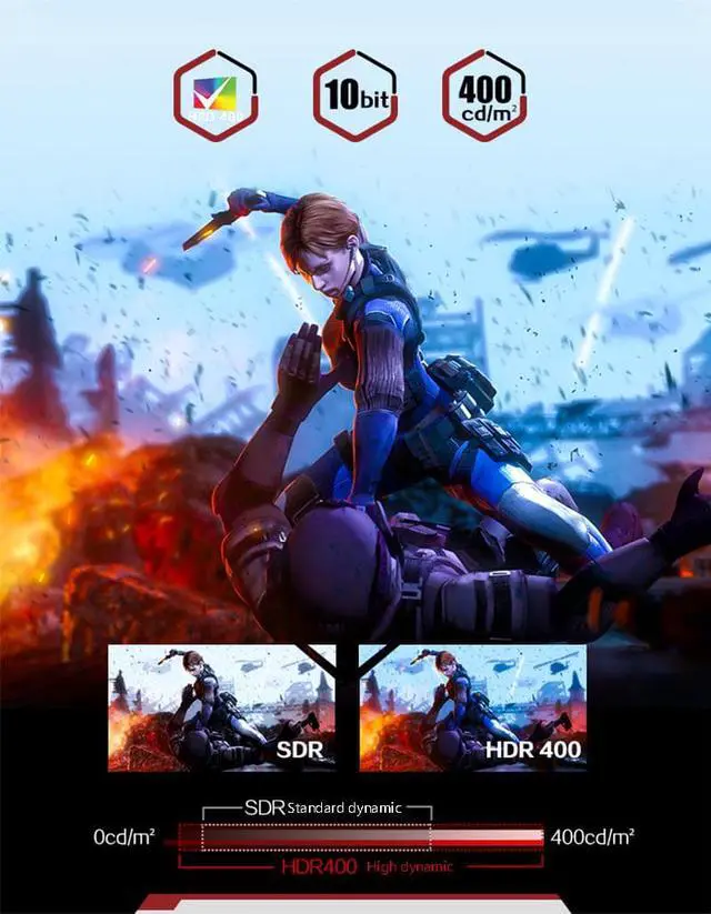 Alt view image 5 of 7 - FYHXELE 27" IPS Monitor QHD 1440P 165Hz Gaming Monitors 1ms Free-sync LCD Display HDR400 95%DCI-P3 Support HDMI DP With Adjustable Stand