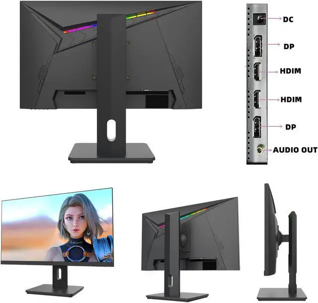 Alt view image 7 of 7 - FYHXELE 27" IPS Monitor QHD 1440P 165Hz Gaming Monitors 1ms Free-sync LCD Display HDR400 95%DCI-P3 Support HDMI DP With Adjustable Stand