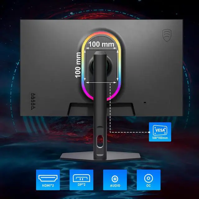 Alt view image 6 of 6 - 27 inch Gaming Monitor 380Hz, FHD 1080P Fast IPS 0.5ms, Frameless Computer Monitor, HDR Height/Pivot/Swivel/Tilt Adjustable Vertical Monitor, Support FreeSync, VESA, DP*2, HDMI*2