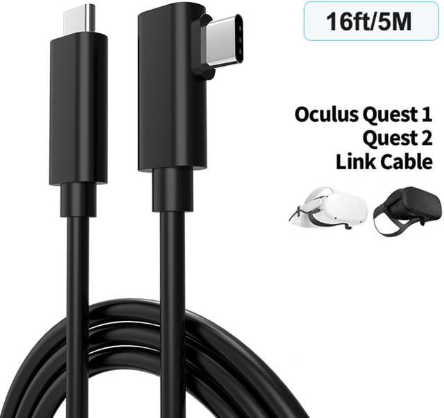 boks ledsage Opdatering USB C Oculus Link Cable,Compatible for Oculus Quest 2, L shape 90° Angle  design,5Gbps High Speed Data Transfer & Fast Charging Cable for Oculus VR  Headset and Gaming PC,16FT/5M Black VR Accessories -