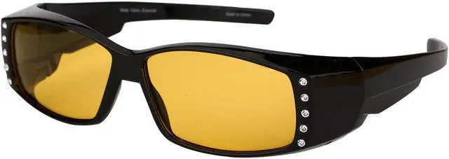 Alt view image 2 of 5 - Night Driving Polarized Sunglasses that Fit Over Prescription Glasses Featuring Rhinestones