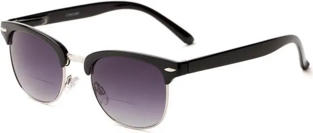 Alt view image 2 of 6 - "The Executive" Classic Semi-Rimless Bifocal Reading Sunglasses for Men and Women - Hard Carrying Case Included