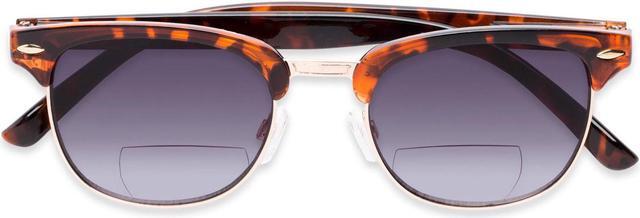 Alt view image 3 of 6 - "The Executive" Classic Semi-Rimless Bifocal Reading Sunglasses for Men and Women - Hard Carrying Case Included +1.50 Tortoise