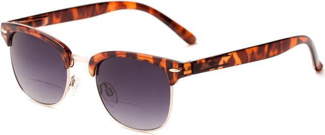 Alt view image 2 of 6 - "The Executive" Classic Semi-Rimless Bifocal Reading Sunglasses for Men and Women - Hard Carrying Case Included +1.50 Tortoise