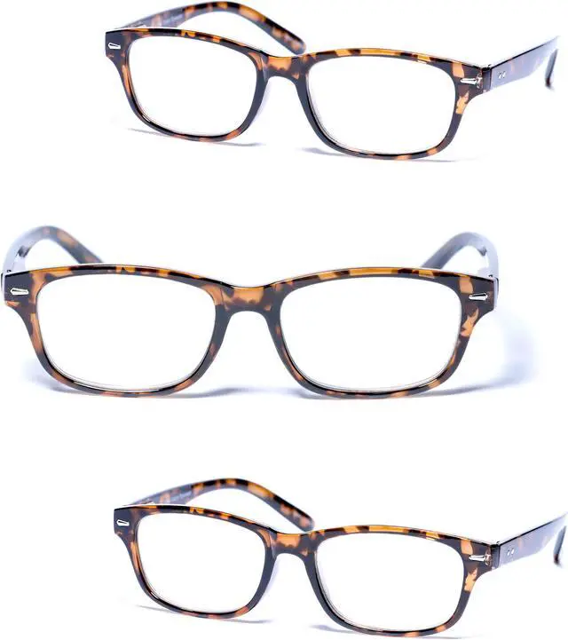 Main image of "The Intellect" 3 Pair of Unisex Reading Glasses - Spring Hinges +3.00 Tortoise