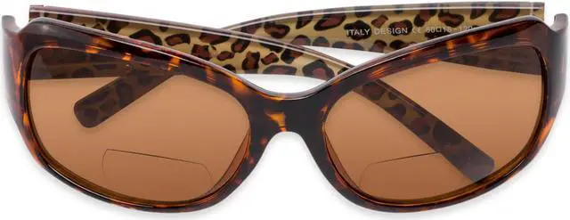 Alt view image 3 of 5 - "The Fashionista" Women's Designer Bifocal Sunglasses +2.50 Tortoise