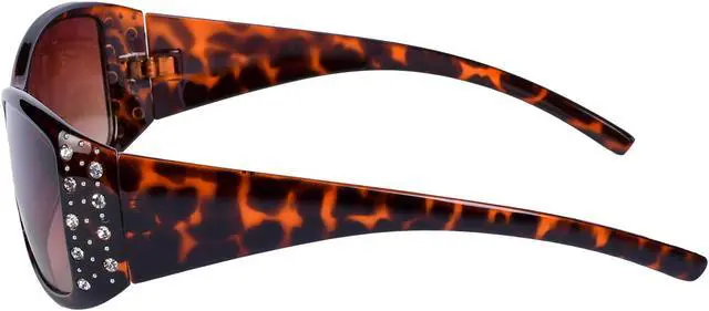 Alt view image 3 of 4 - Women's Fashion Bifocal Sunglasses with Rhinestones +3.00 Tortoise