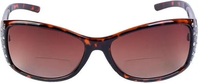 Main image of Women's Fashion Bifocal Sunglasses with Rhinestones +3.00 Tortoise