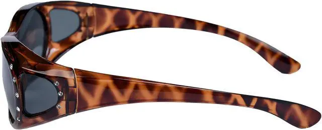 Alt view image 3 of 4 - Women's Polarized Sunglasses that Fit Over Prescription Glasses Featuring Rhinestones Tortoise