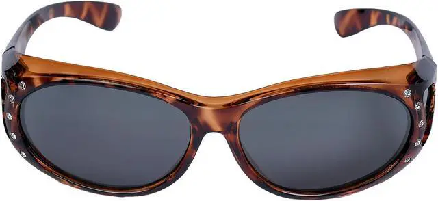 Main image of Women's Polarized Sunglasses that Fit Over Prescription Glasses Featuring Rhinestones Tortoise