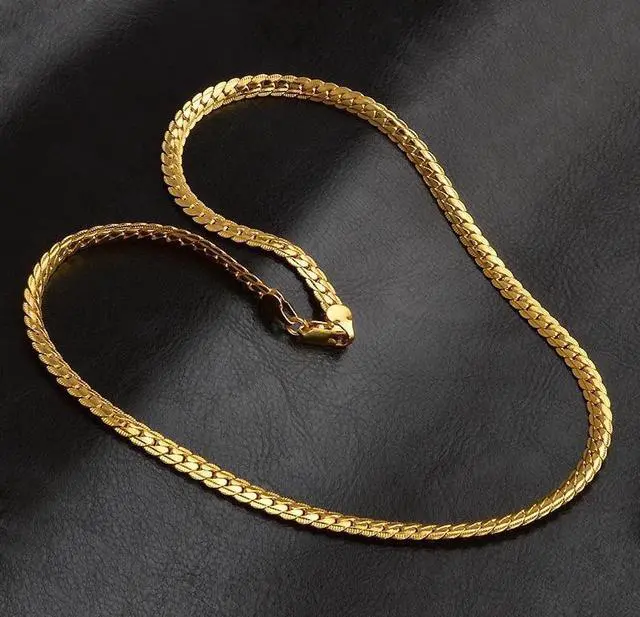 Alt view image 2 of 7 - 18K Yellow Gold-Plated 20-Inches Snake Herringbone Wide 5mm Unisex Chain Necklace Gift