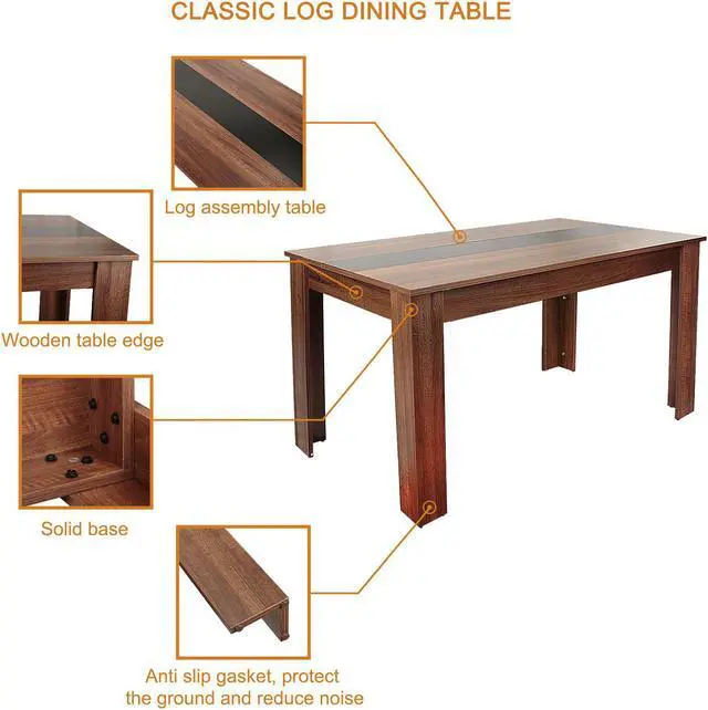 Alt view image 4 of 7 - QIGRIF furniture Store Modern Home Dining Table Office Desk, Modern Minimalist Style Writing Study Table, Size 55.1(L)*31.5(W)*29.5(H)    Dark Wood