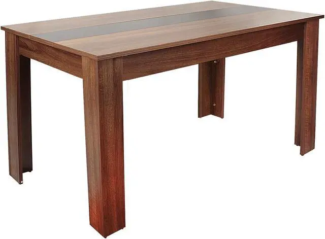 Alt view image 2 of 7 - QIGRIF furniture Store Modern Home Dining Table Office Desk, Modern Minimalist Style Writing Study Table, Size 55.1(L)*31.5(W)*29.5(H)    Dark Wood