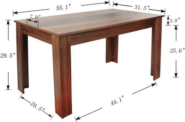 Alt view image 7 of 7 - QIGRIF furniture Store Modern Home Dining Table Office Desk, Modern Minimalist Style Writing Study Table, Size 55.1(L)*31.5(W)*29.5(H)    Dark Wood