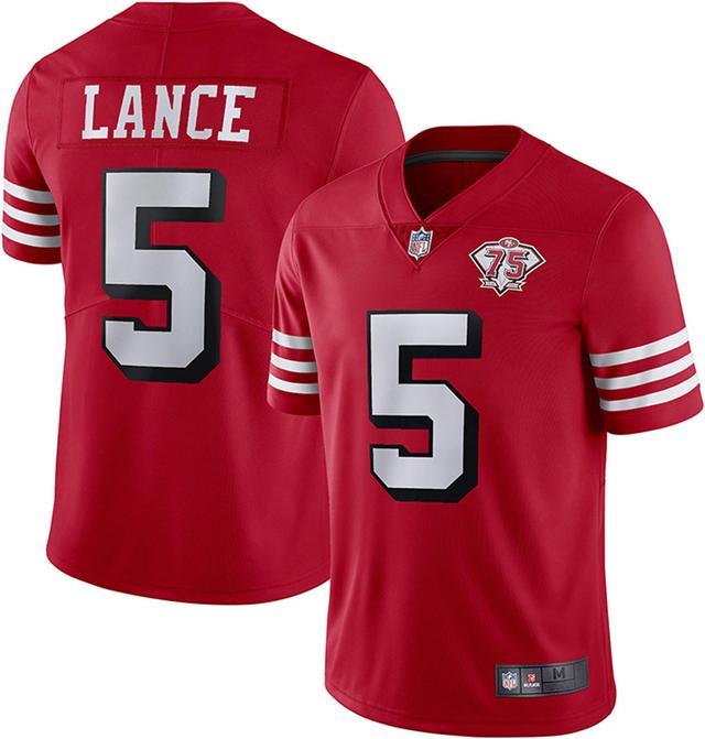 NFL 2021-2022 Season (75th Anniversary) San Francisco 49ers Lance Jersey  No. 5 Top White Red 