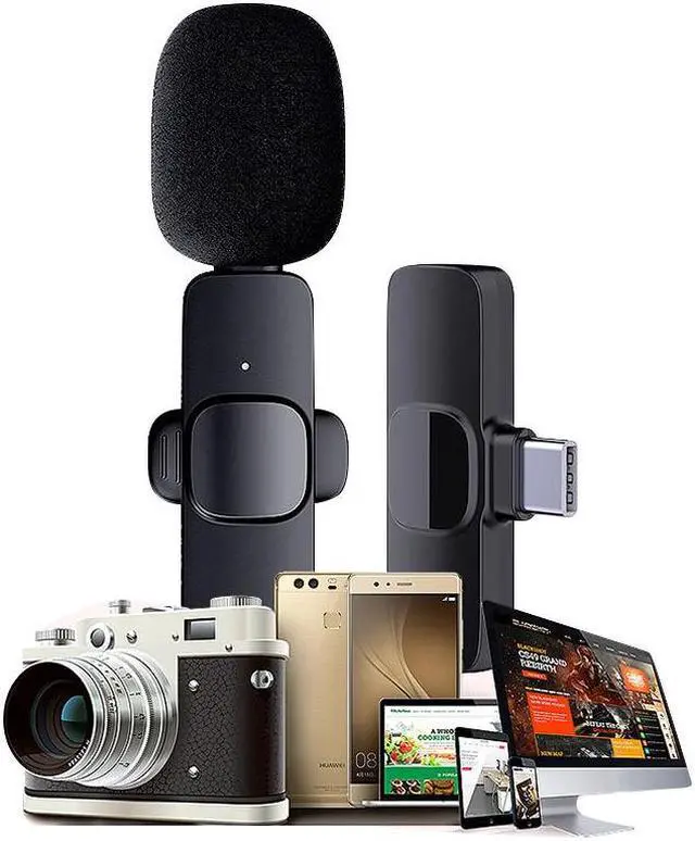 Alt view image 2 of 7 - Plug-Play with 2 Clips Upgraded Lavalier Wireless Microphone for iPhone Youtubers,Facebook Live Stream,Vloggers,Interview,Auto-syncs Clip-on iPhone Lapel Mic for PC (NO APP Needed)