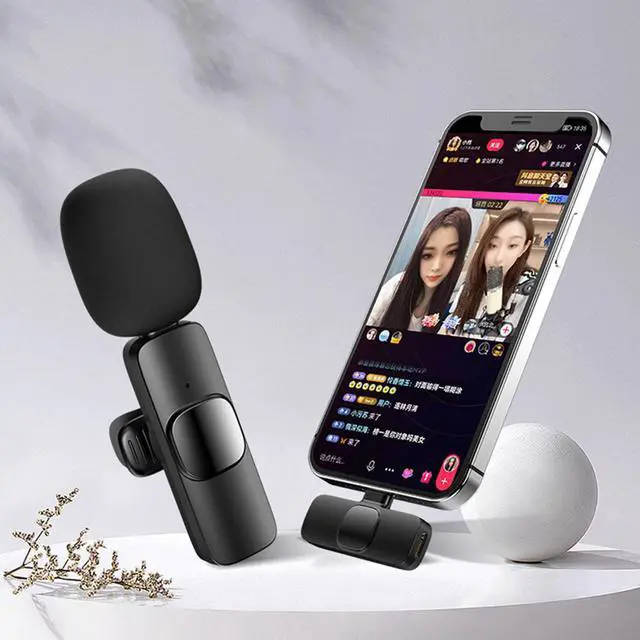 Alt view image 3 of 7 - Plug-Play with 2 Clips Upgraded Lavalier Wireless Microphone for iPhone Youtubers,Facebook Live Stream,Vloggers,Interview,Auto-syncs Clip-on iPhone Lapel Mic for PC (NO APP Needed)