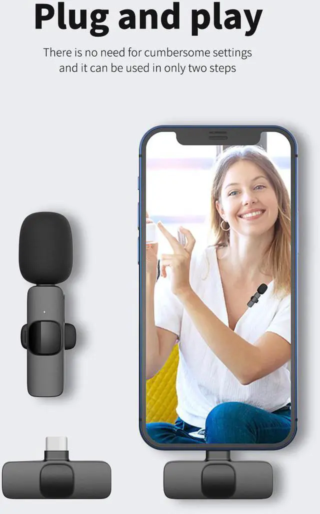 Alt view image 5 of 7 - Plug-Play with 2 Clips Upgraded Lavalier Wireless Microphone for iPhone Youtubers,Facebook Live Stream,Vloggers,Interview,Auto-syncs Clip-on iPhone Lapel Mic for PC (NO APP Needed)