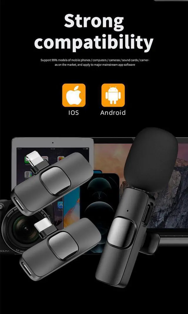 Alt view image 7 of 7 - Plug-Play with 2 Clips Upgraded Lavalier Wireless Microphone for iPhone Youtubers,Facebook Live Stream,Vloggers,Interview,Auto-syncs Clip-on iPhone Lapel Mic for PC (NO APP Needed)