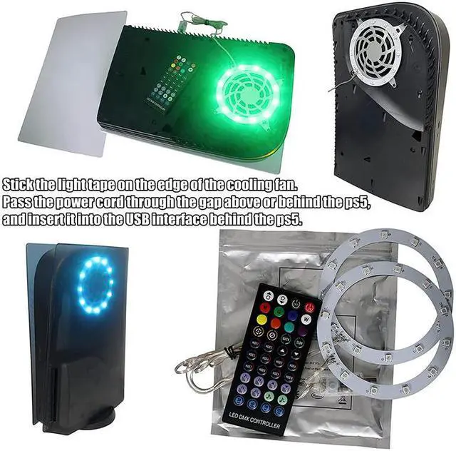 Alt view image 3 of 7 - RGB LED light for PS5, 8-color 400-effect music synchronized color-changing light, suitable for Playstation 5 game console, 5050 RGB DIY decoration accessories, ring light controlled by APP or infrare