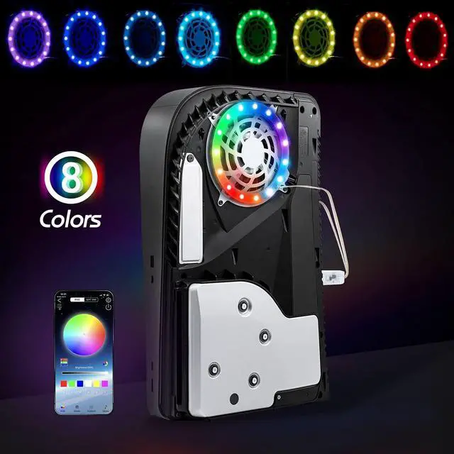 Alt view image 4 of 7 - RGB LED light for PS5, 8-color 400-effect music synchronized color-changing light, suitable for Playstation 5 game console, 5050 RGB DIY decoration accessories, ring light controlled by APP or infrare