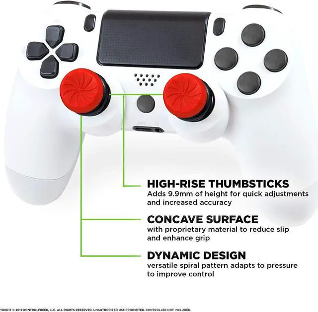 Alt view image 2 of 7 - KontrolFreek FPS Freek Inferno for Playstation 4 (PS4) and Playstation 5 (PS5) Controller | Performance Thumbsticks | 2 High-Rise Concave | Red