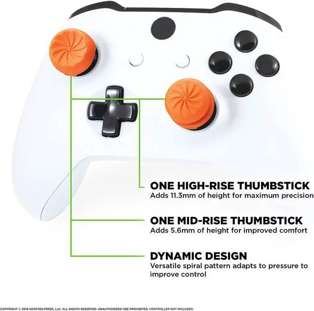 Alt view image 4 of 6 - KontrolFreek FPS Freek Vortex for Xbox One and Xbox Series X/S Controller | Performance Thumbsticks | 1 High-Rise Convex, 1 Mid-Rise Concave | Orange