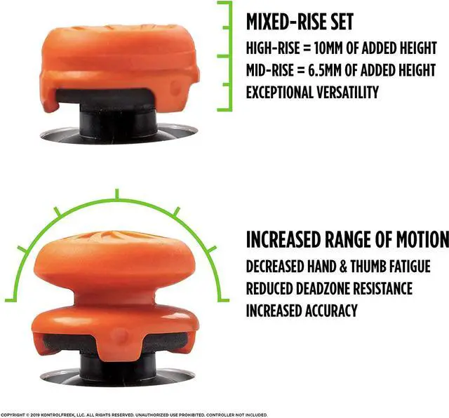 Alt view image 3 of 6 - KontrolFreek FPS Freek Vortex for Xbox One and Xbox Series X/S Controller | Performance Thumbsticks | 1 High-Rise Convex, 1 Mid-Rise Concave | Orange