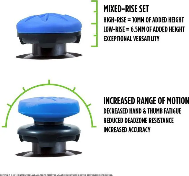 Alt view image 4 of 7 - KontrolFreek FPS Freek Edge for PS4 and PS5 | Performance Thumbsticks | 1 High-Rise, 1 Low-Rise | Blue