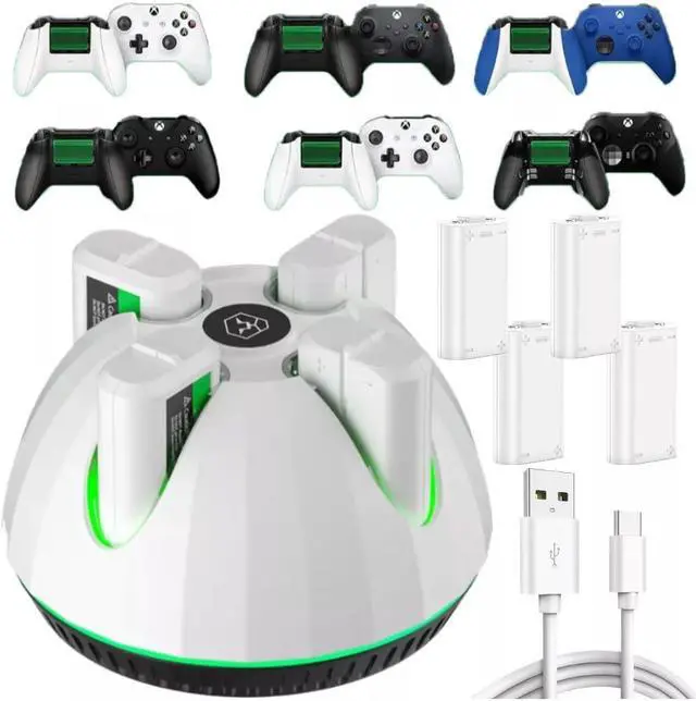 Main image of LGML Charger for Xbox One and Xbox Series with 4 1100mah batteries White