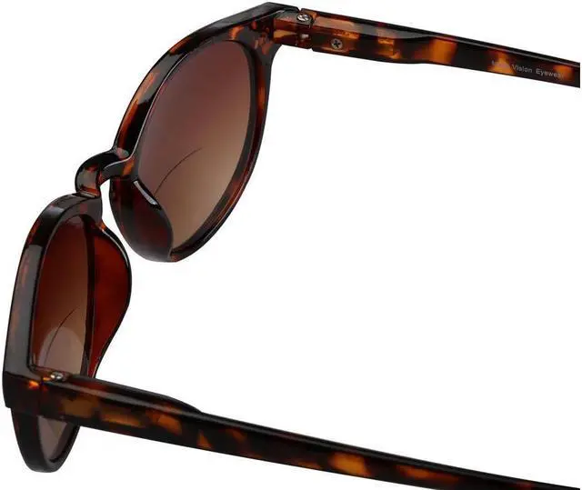 Alt view image 4 of 5 - "The Brilliance" Polarized Bifocal Sunglasses - Round, Full Frame Reading Sunglasses for Women and Men +1.50 Tortoise